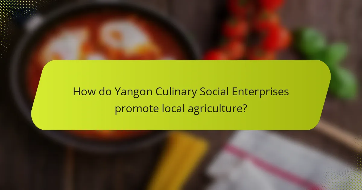 How do Yangon Culinary Social Enterprises promote local agriculture?