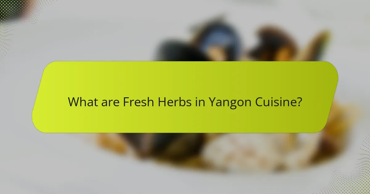 What are Fresh Herbs in Yangon Cuisine?