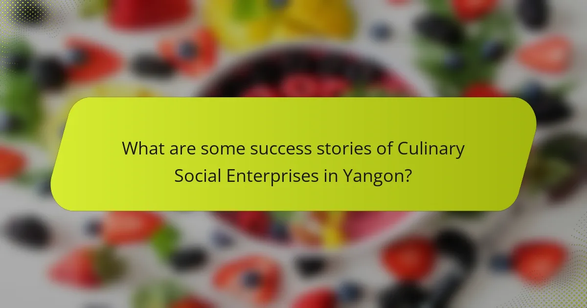 What are some success stories of Culinary Social Enterprises in Yangon?