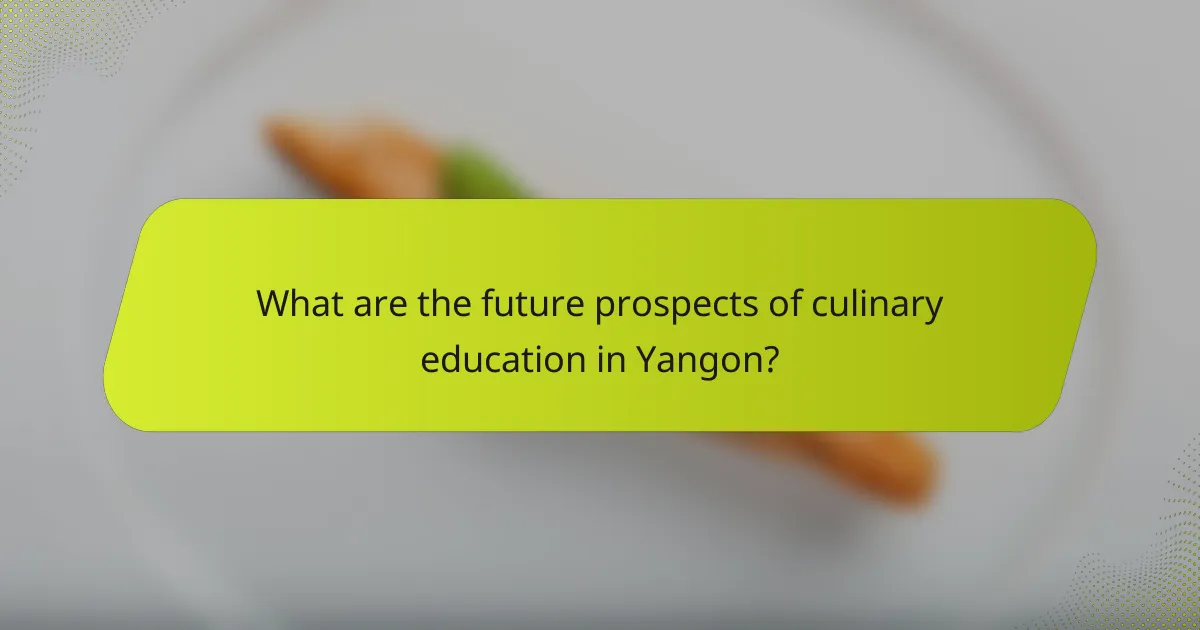 What are the future prospects of culinary education in Yangon?