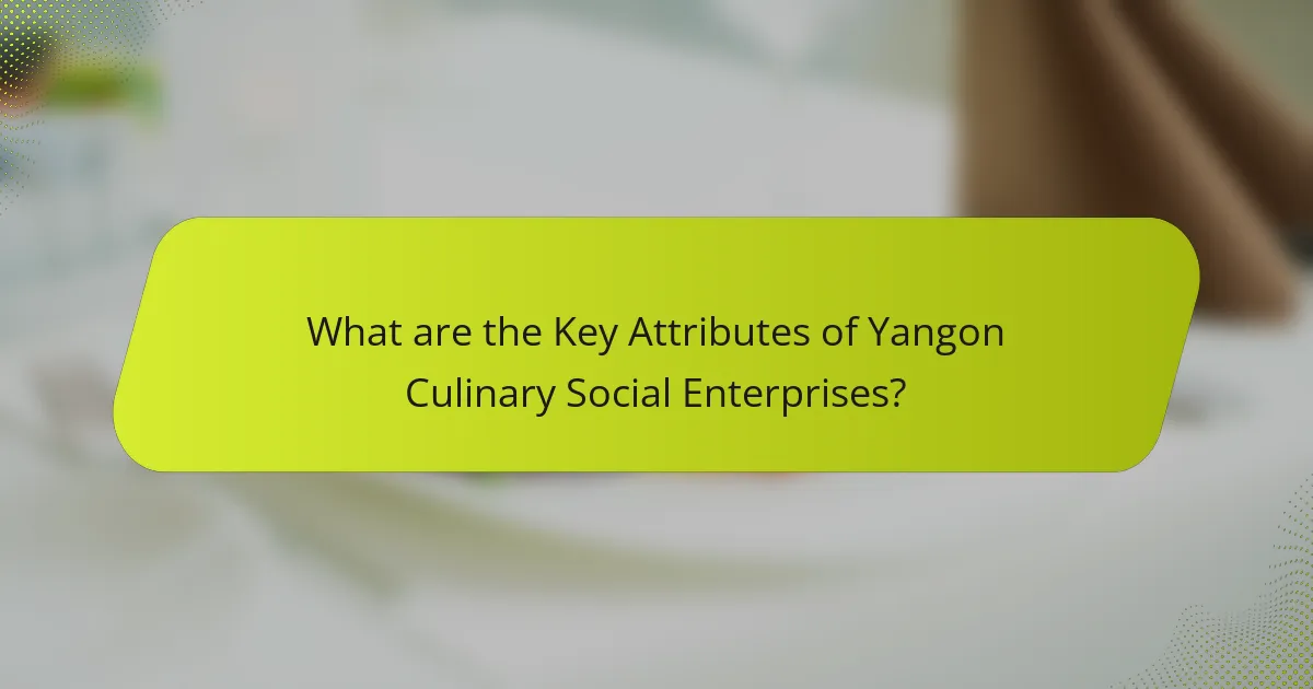 What are the Key Attributes of Yangon Culinary Social Enterprises?