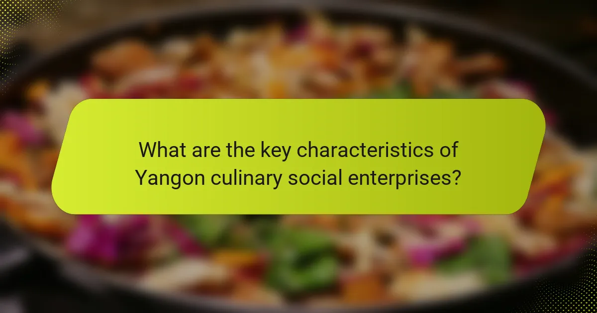 What are the key characteristics of Yangon culinary social enterprises?