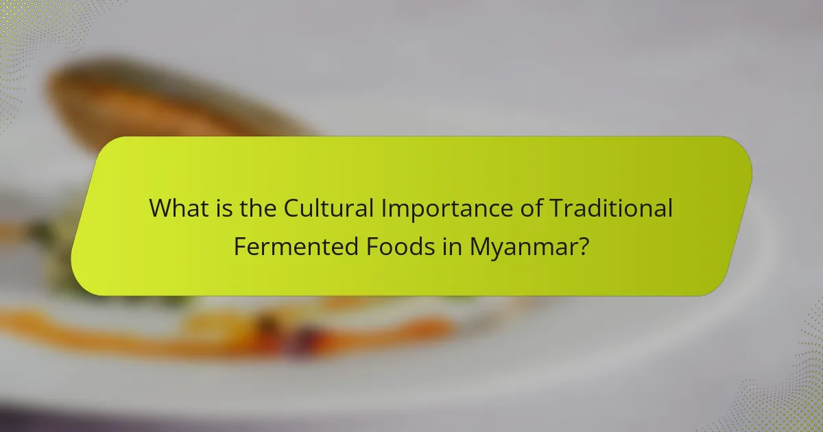 What is the Cultural Importance of Traditional Fermented Foods in Myanmar?