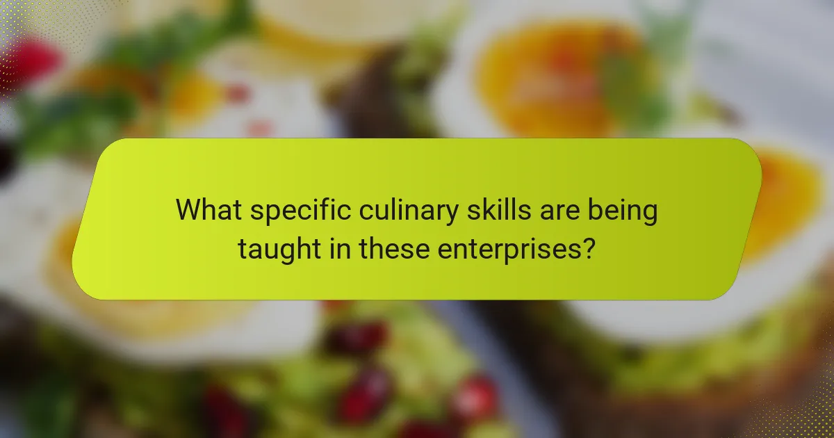 What specific culinary skills are being taught in these enterprises?